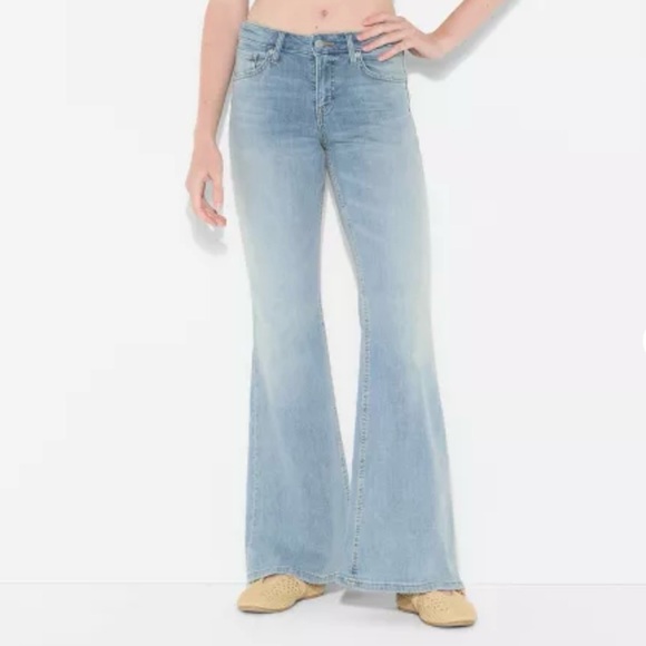 wild fable Denim - Wild Fable Dark Blue Mid Rise Flare Leg Jeans